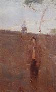 Arthur streeton Figures on a hillside,twilight oil on canvas